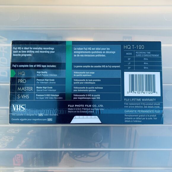 FUJI®️Film VHS Blank Video Tape 6 hours HQ 120 High Quality New Sealed 3-PACK - Picture 4 of 5